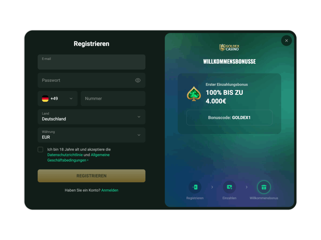 Casino Goldex Anmeldeprozess